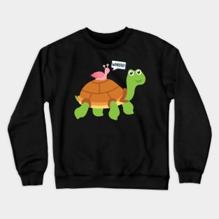Wheee! Snail Riding on Turtle Adorable Animal Crewneck Sweatshirt